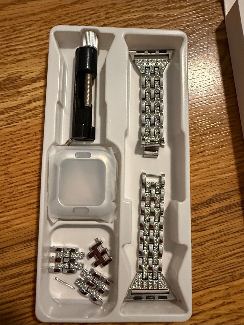 Rhinestone Silver Metal Watch Band Replacement for Smartwatch